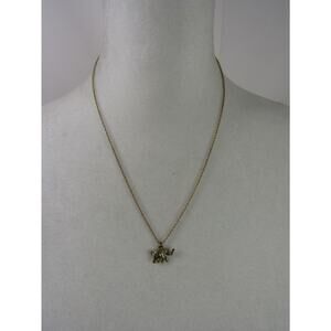 Gold Tone Elephant Pendant Chain Necklace Clavicle 19" Animal Dainty Minimalist